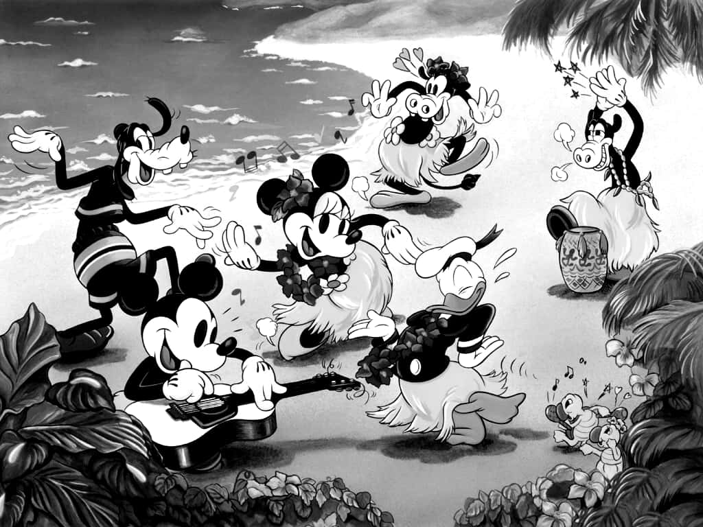 Black Cartoon Characters Mikey Mouse And Friends Background