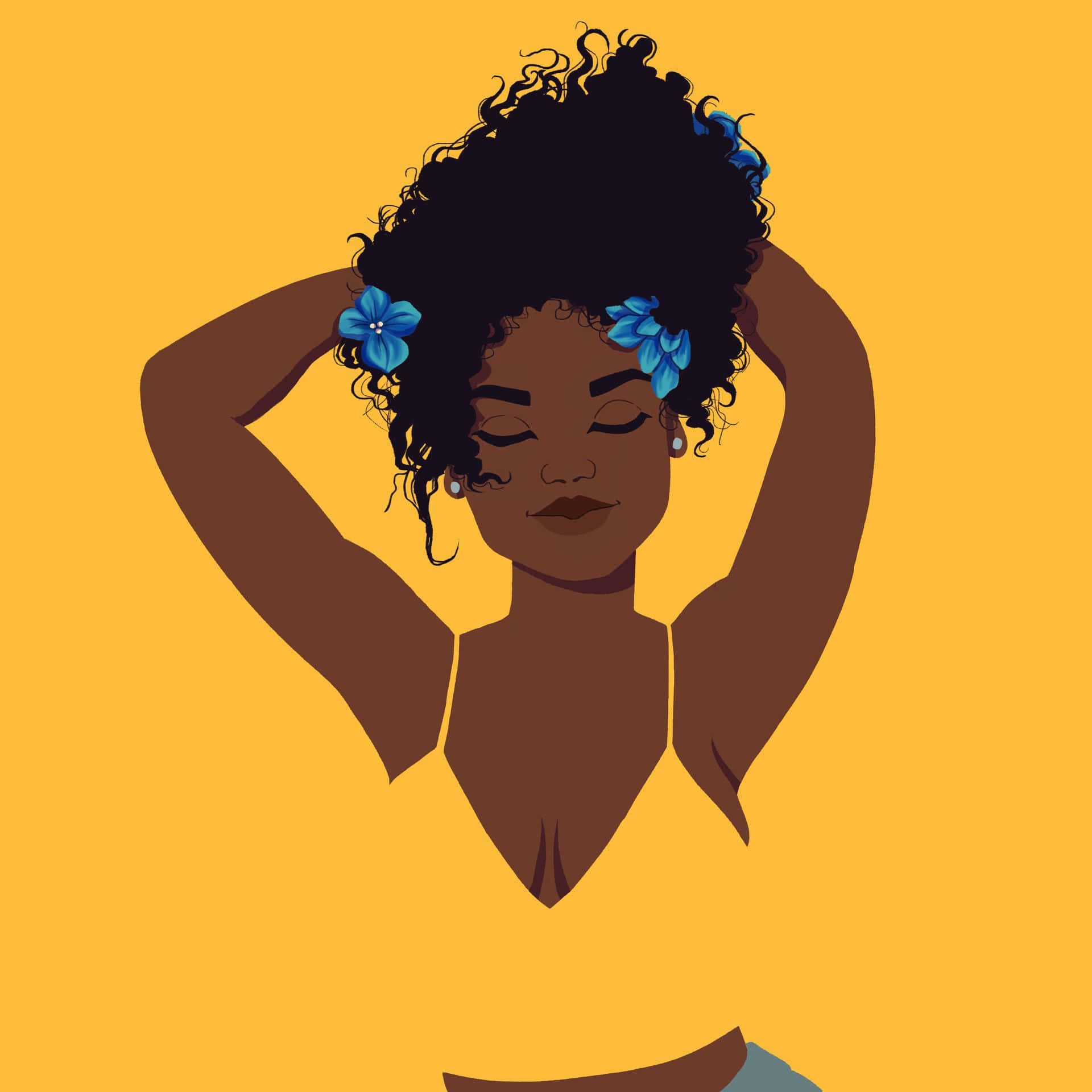 Black Cartoon Characters Yellow Aesthetic Background