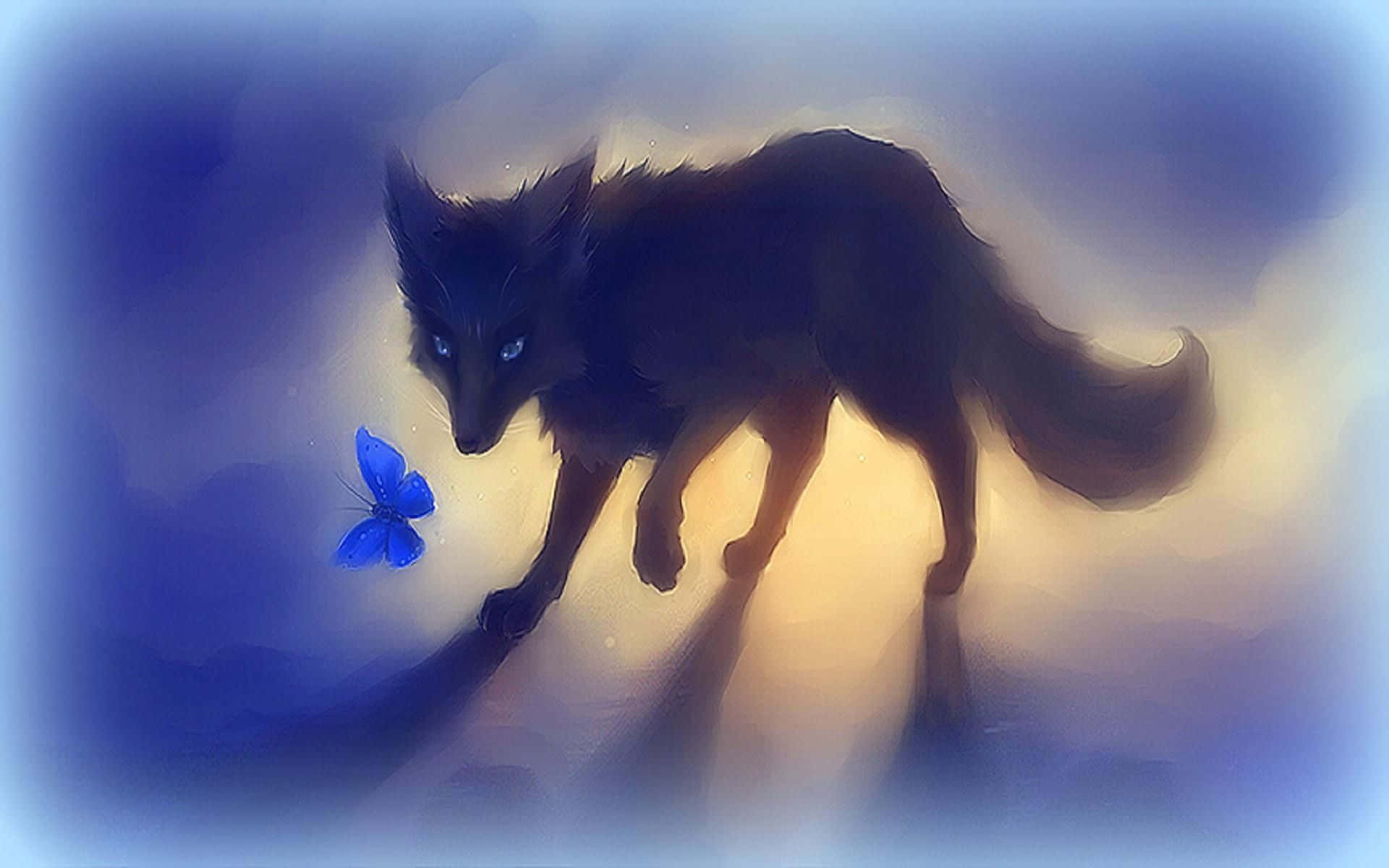 Black Cartoon Fox [wallpaper] Background