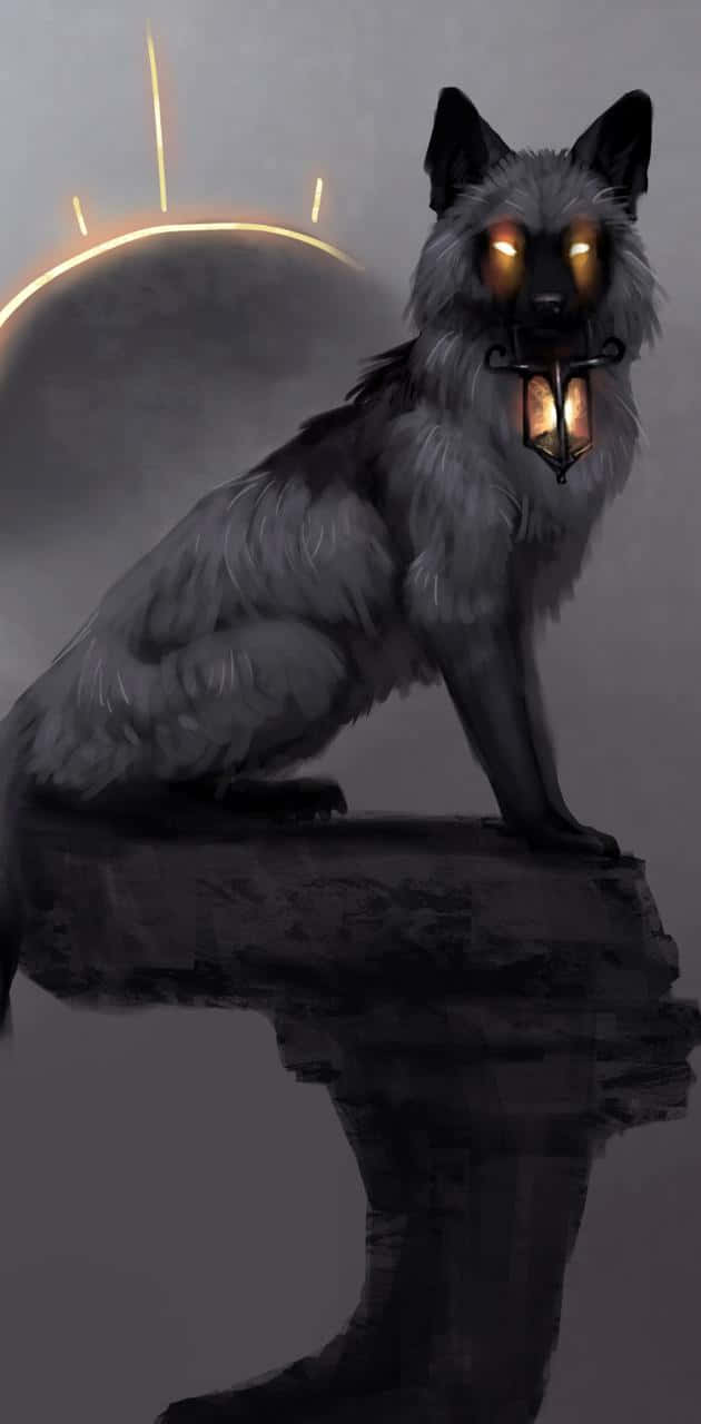 Black Cartoon Fox [wallpaper] Background