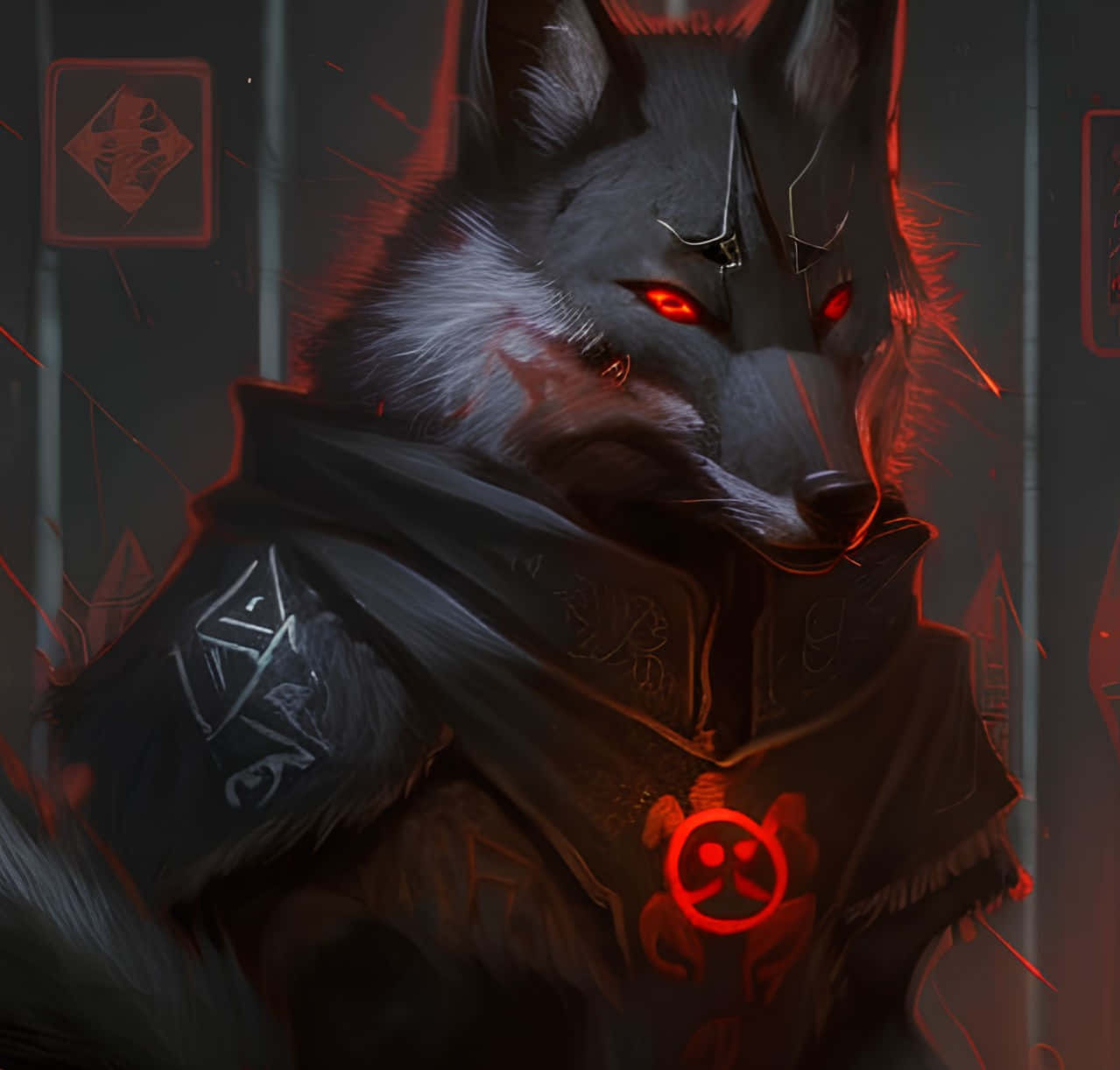 Black Cartoon Fox [wallpaper] Background