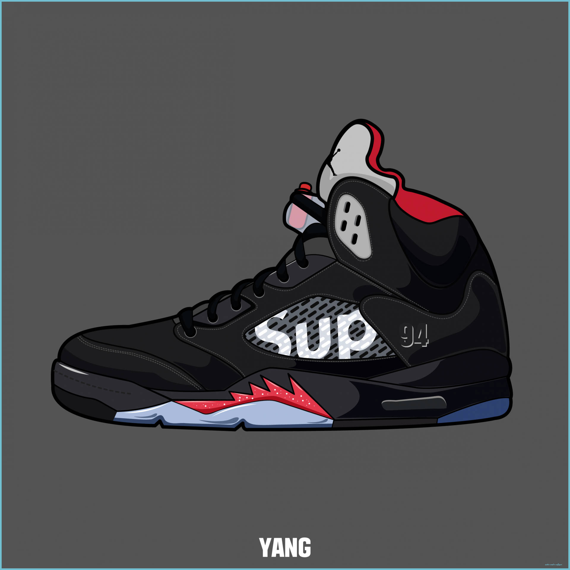 Black Cartoon Sneaker Nike Air Jordan V Vector Art