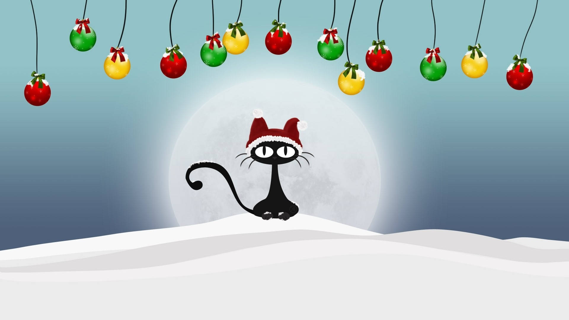 Black Cat Funny Christmas Background
