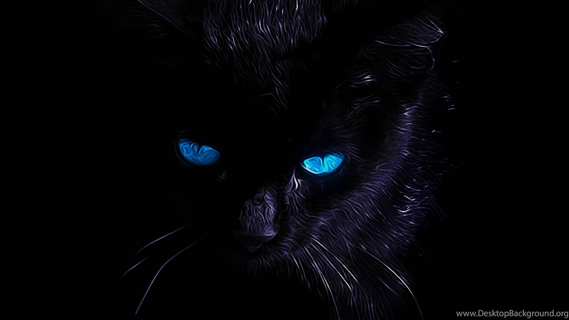 Black Cat With Blue Eyes Background