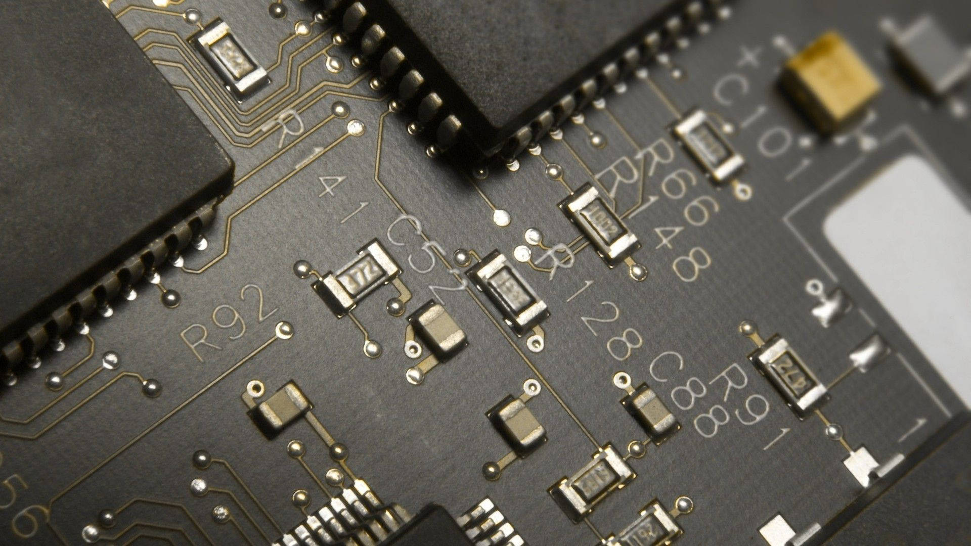 Black Chips Circuit Board Background