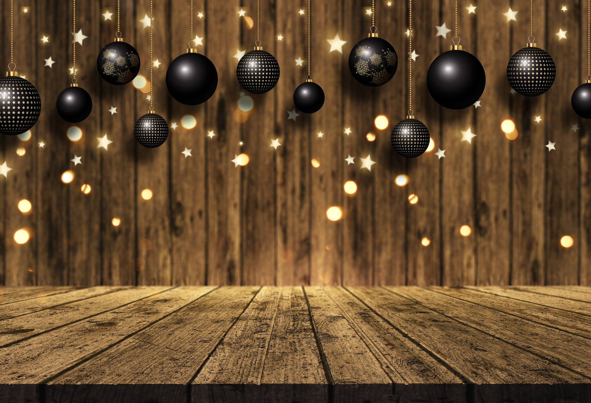 Black Christmas Balls Background