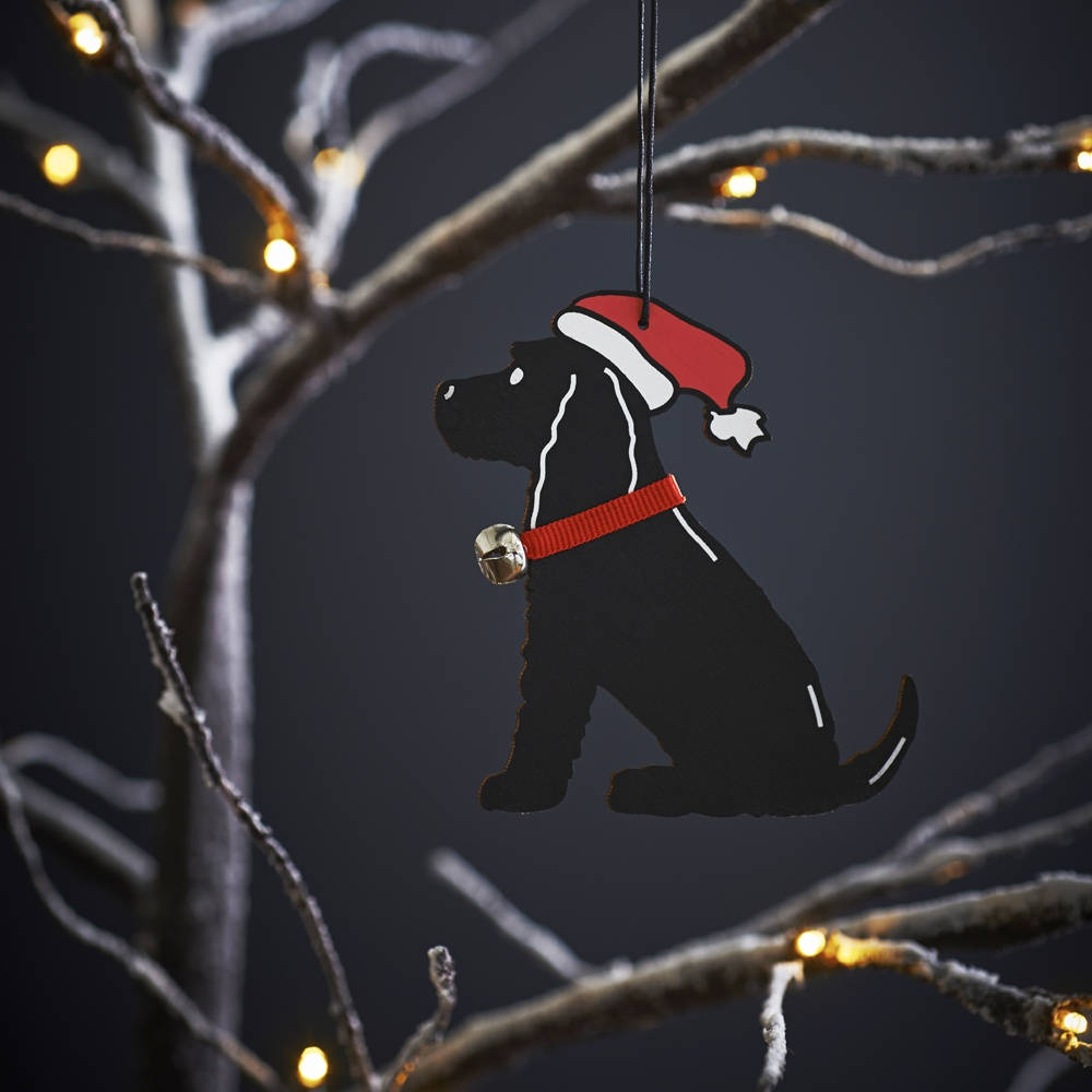 Black Christmas Dog Background