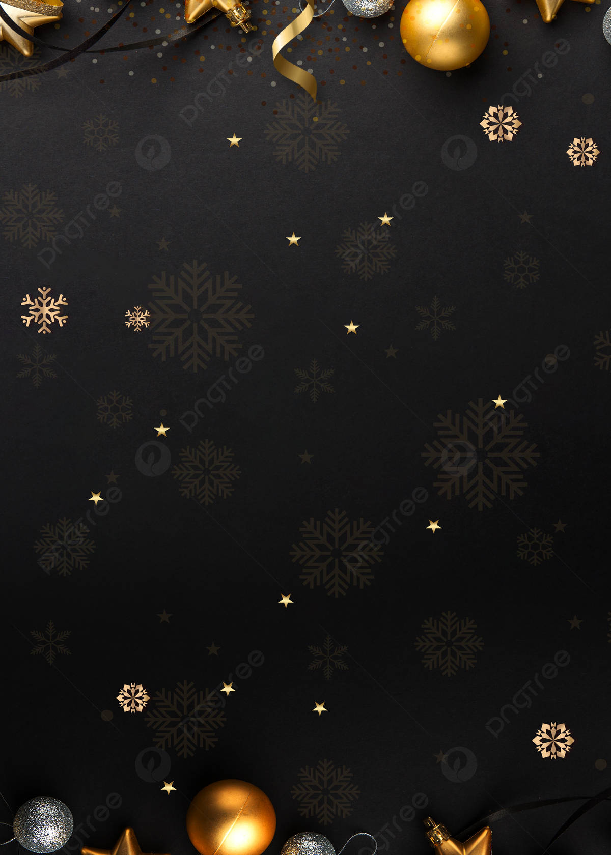 Black Christmas Gold Balls Background