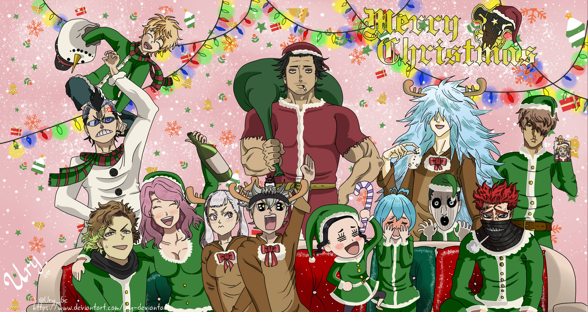 Black Clover Anime Christmas Fanart Background