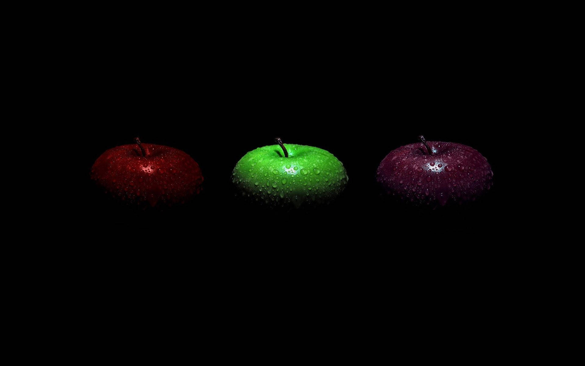 Black Color Background With Three Apples Background