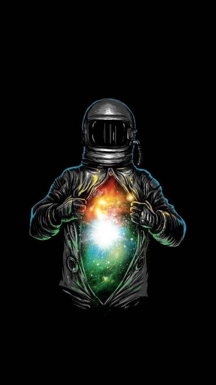 Black Cool Astronaut With Cosmic Body Background