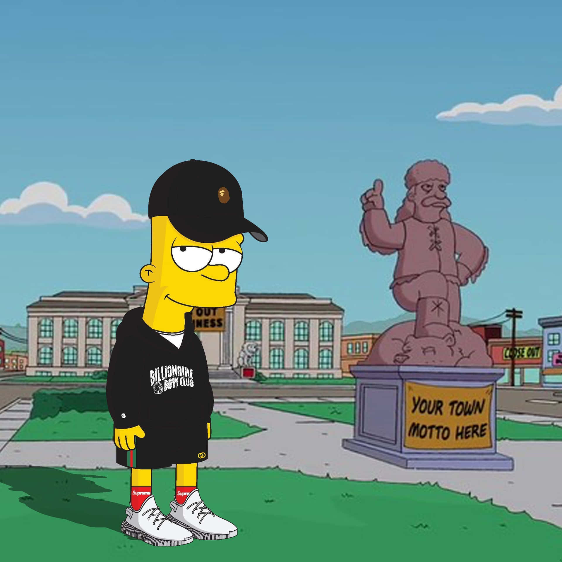 Black Cool Outfit Bart Simpson Supreme Background