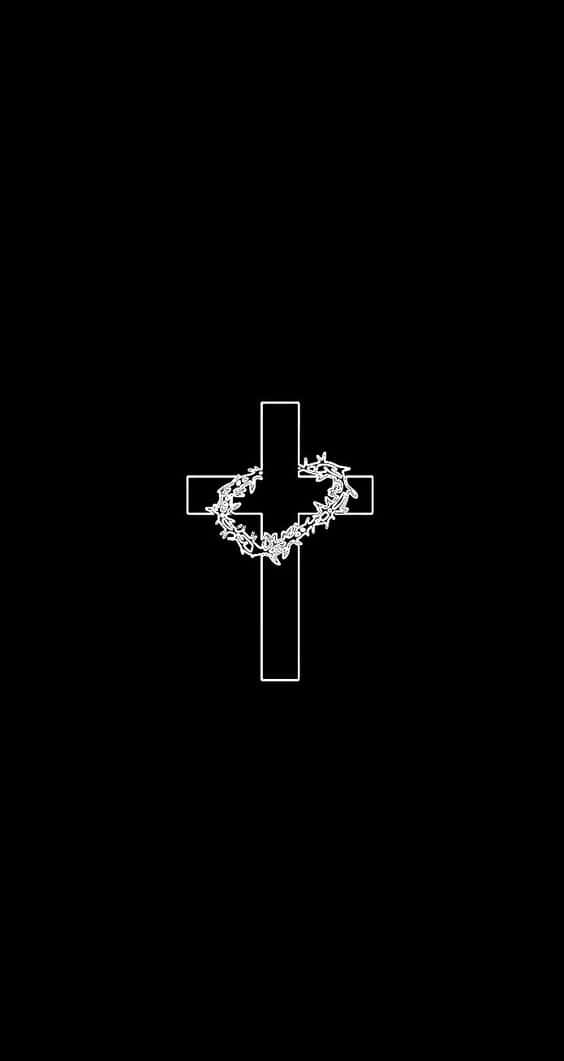 Black Cross With Garland Background