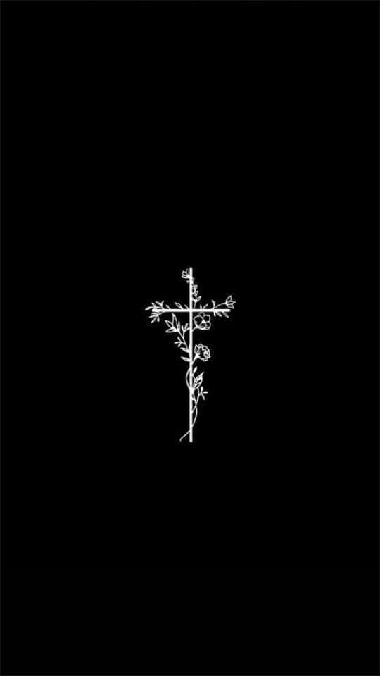 Black Cross With Leaves