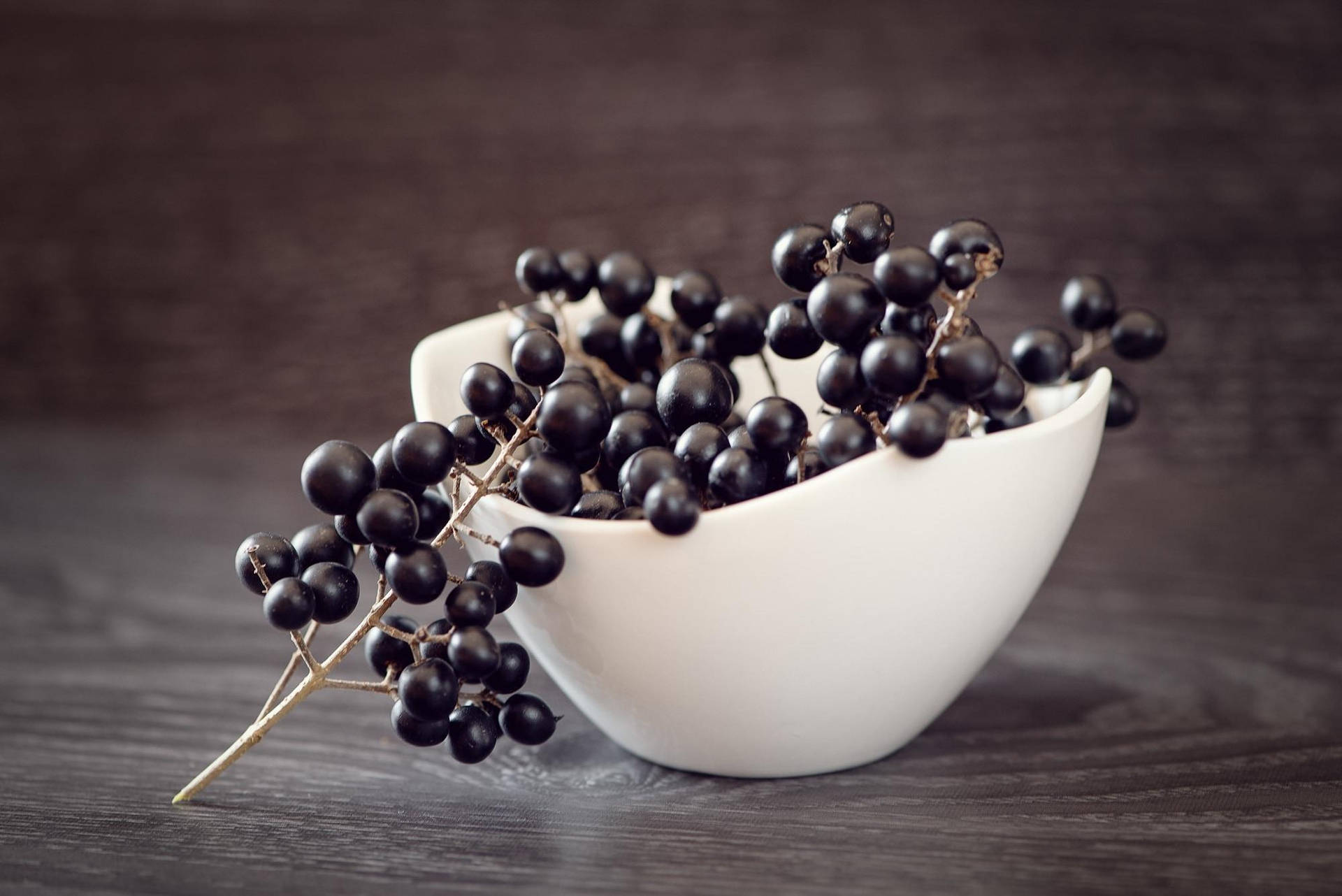 Black Currant Berries White Basket