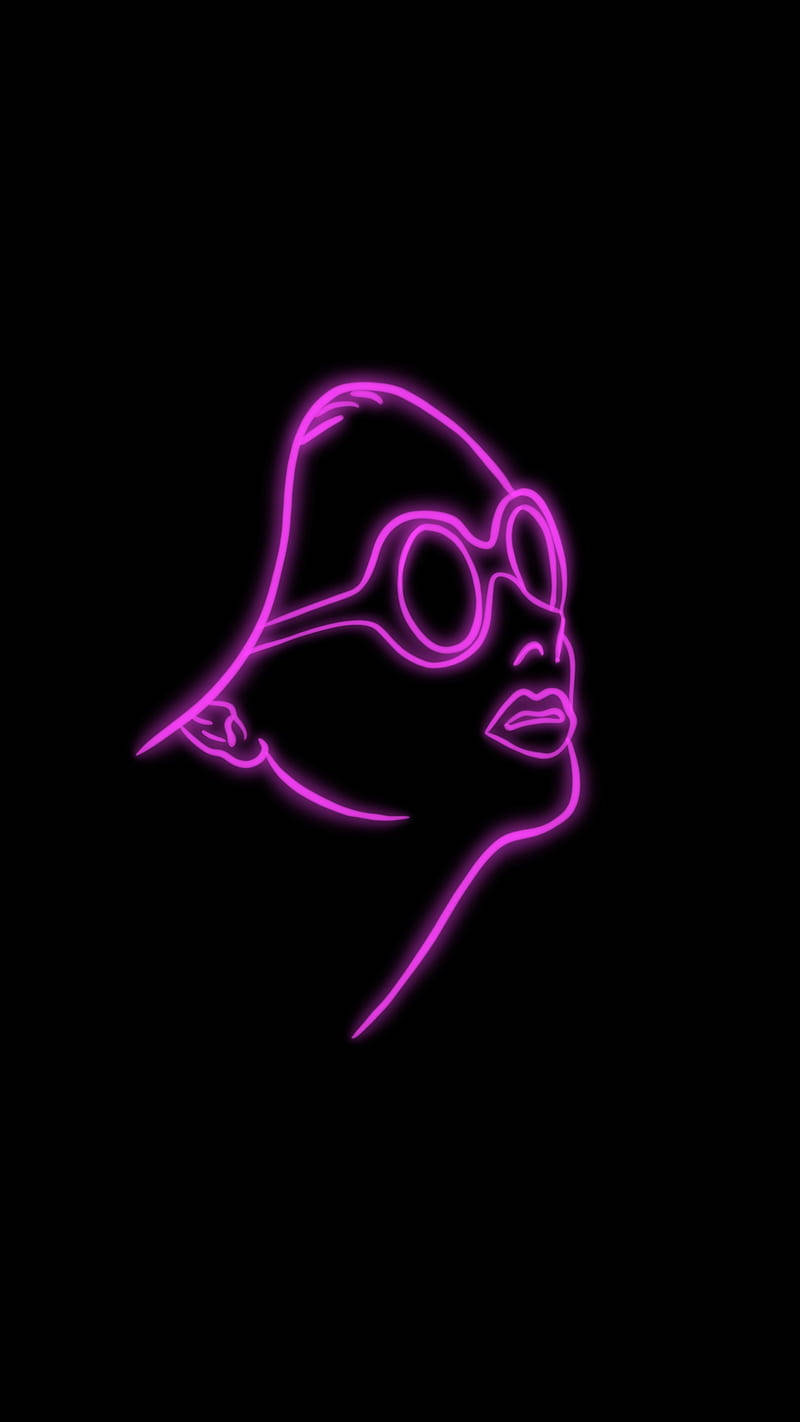 Black Cute Girly Neon Face Background