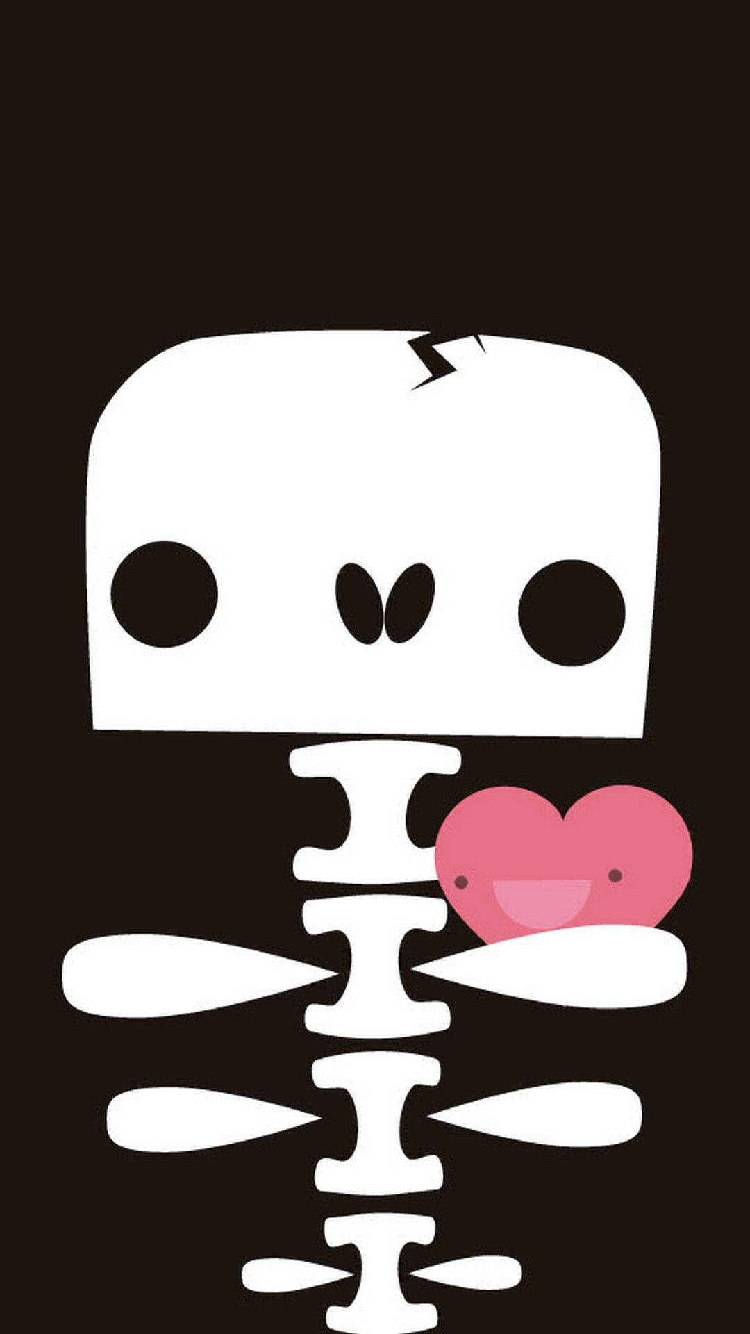 Black Cute Girly Skeleton And Heart Background