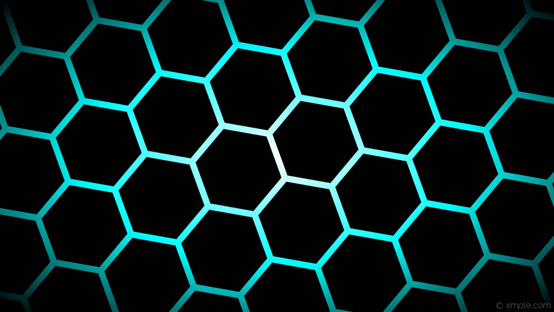 Black Cyan Hexagon Pattern