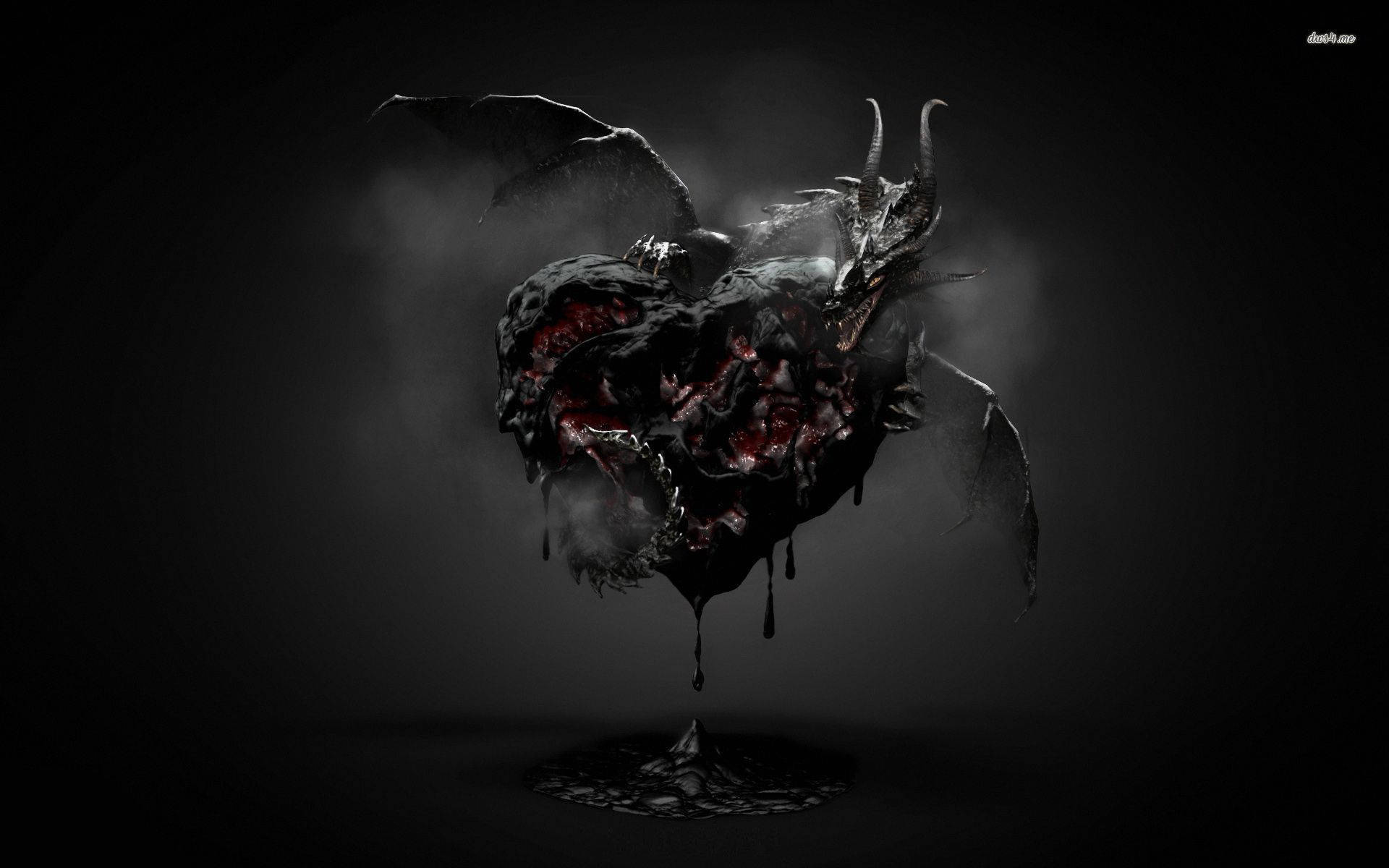 Black Dragon Carrying Dark Heart Background