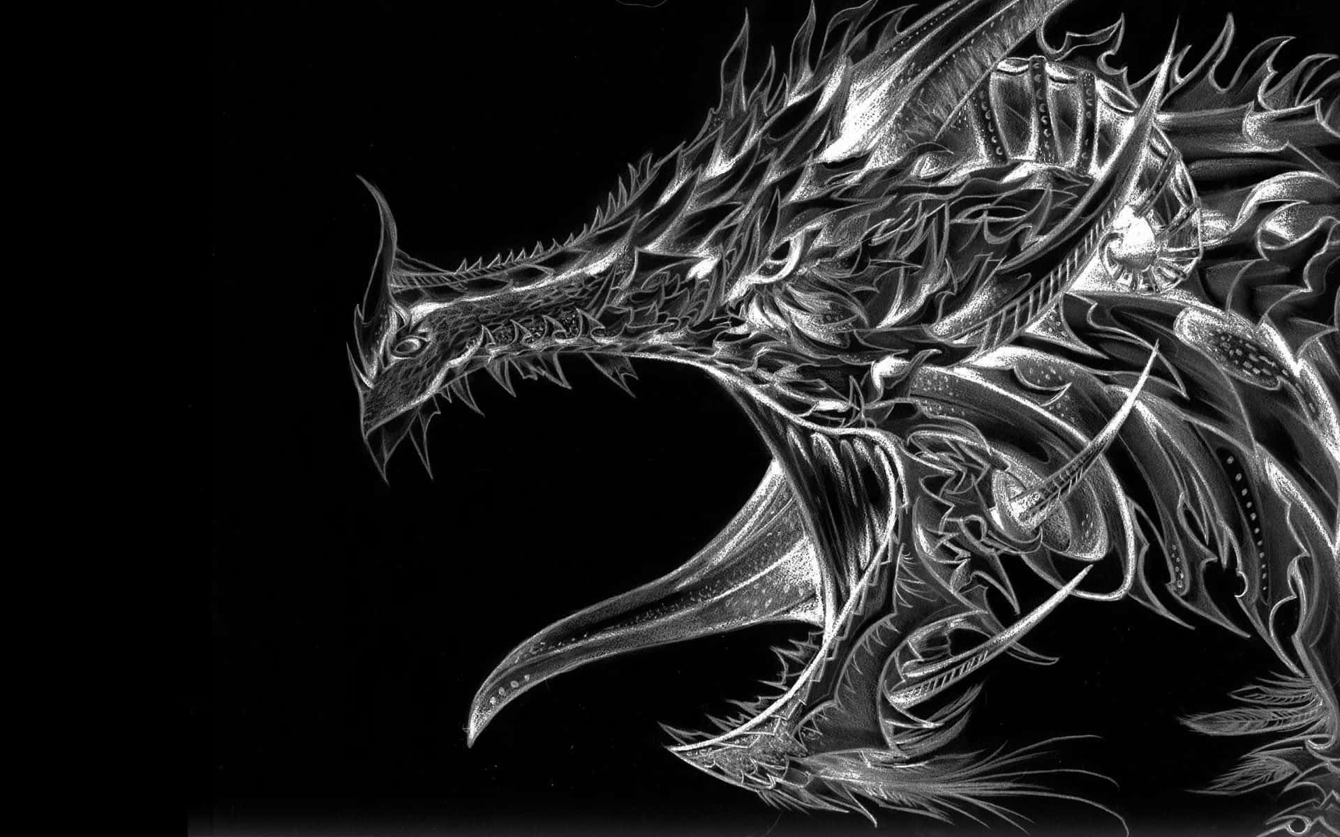 Black Dragon With A Long Tongue Background