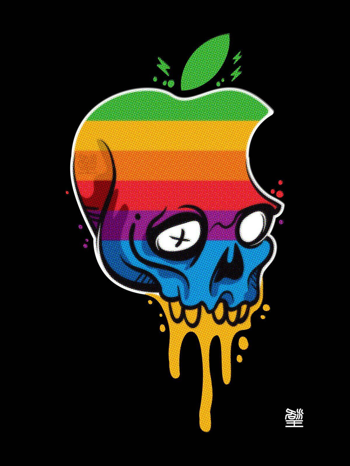 Black Drippy Apple Skull