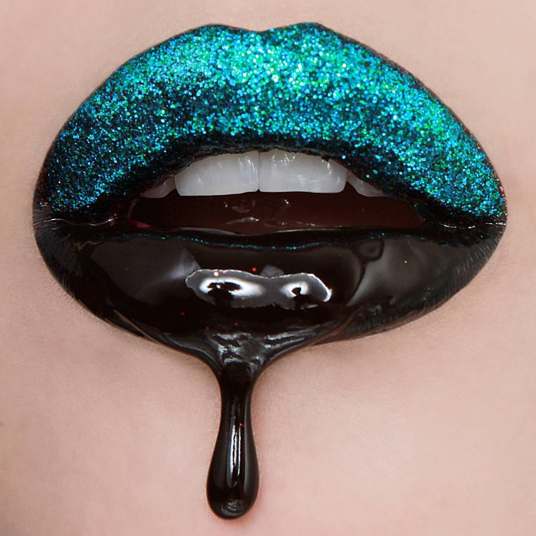 Black Drippy Lipstick Background