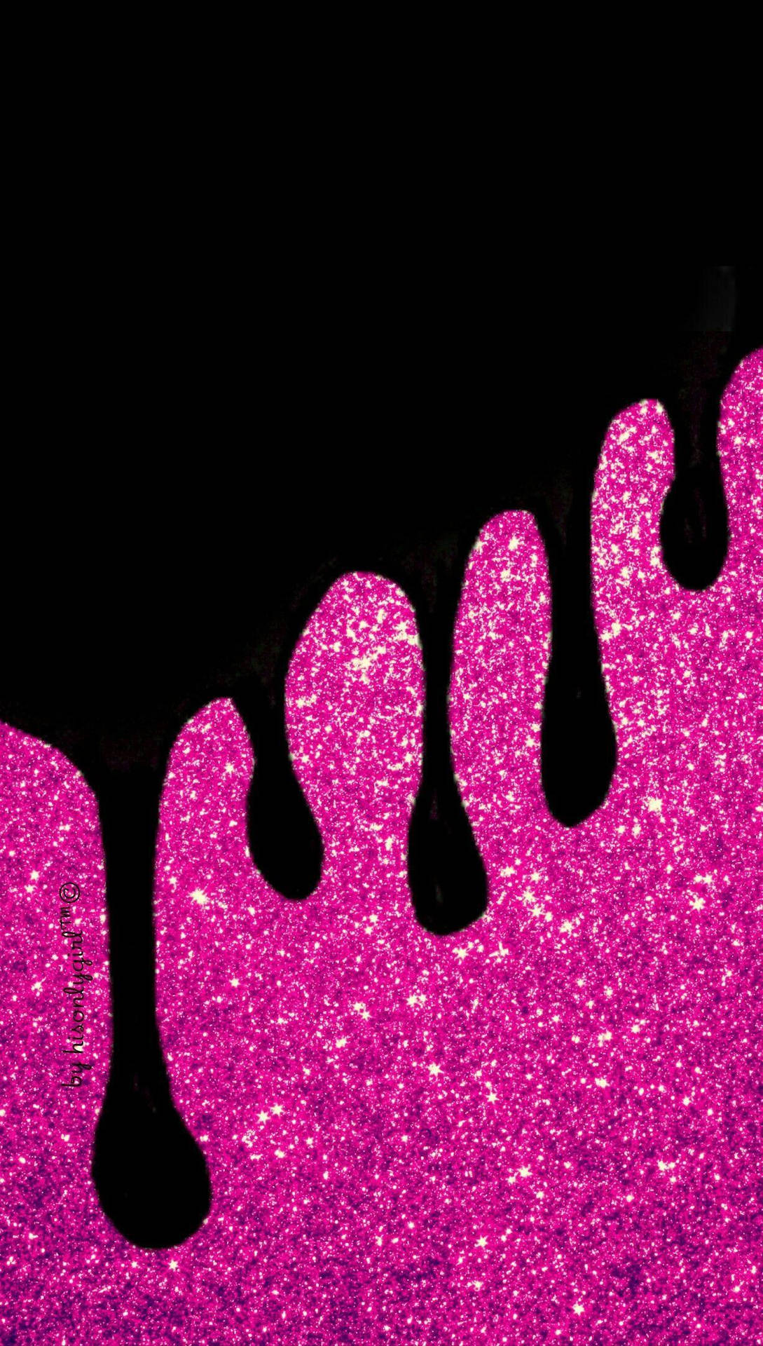 Black Drippy Pink Glitters Background
