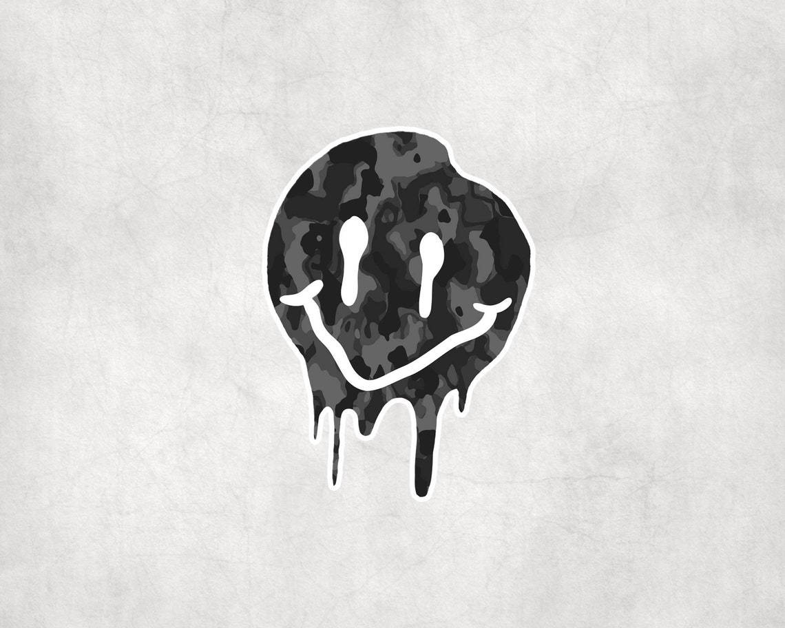 Black Drippy Smiley Face Background