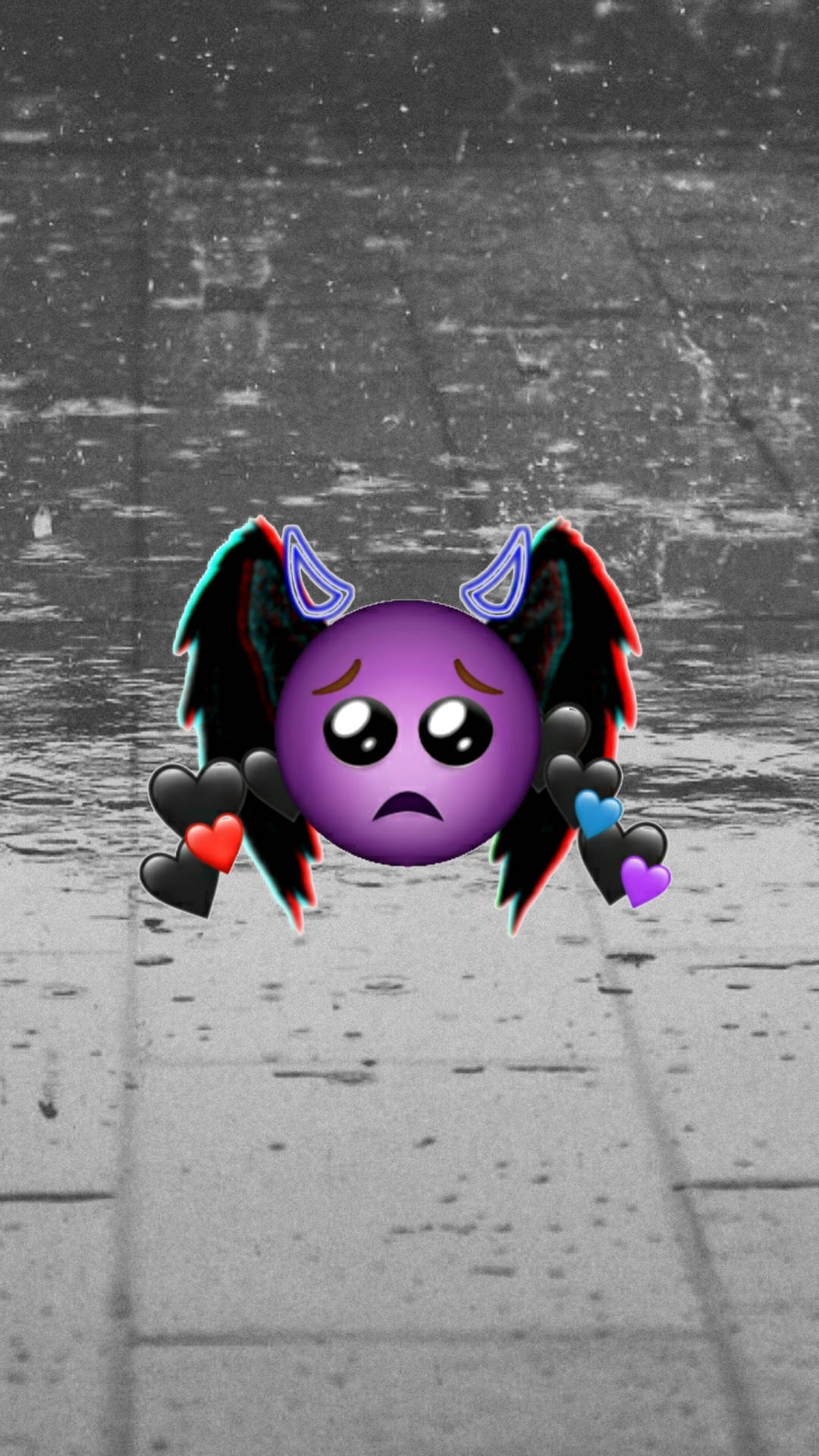 Black Emoji Sad Devil Background