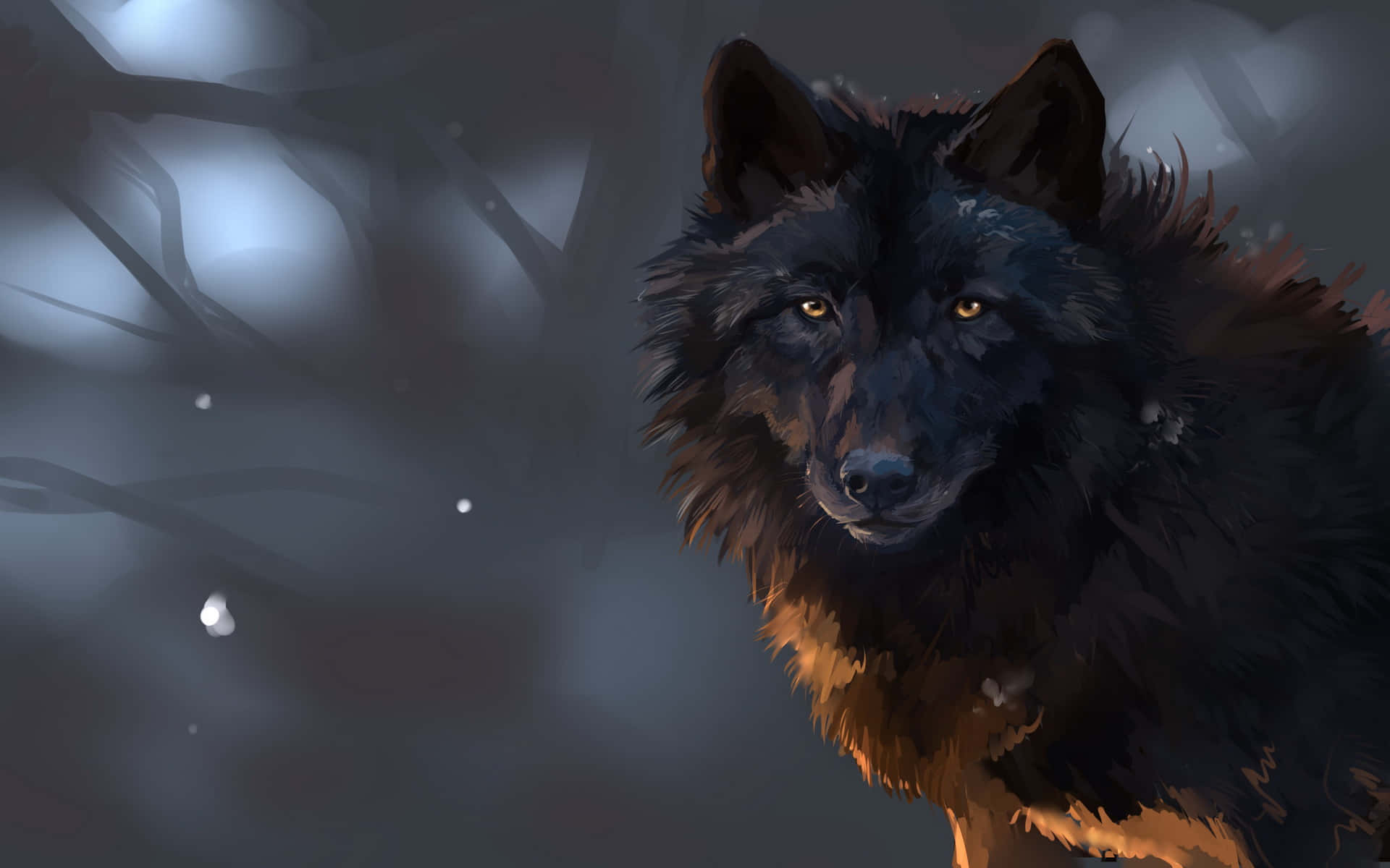 Black Epic Wolves In Woods Background