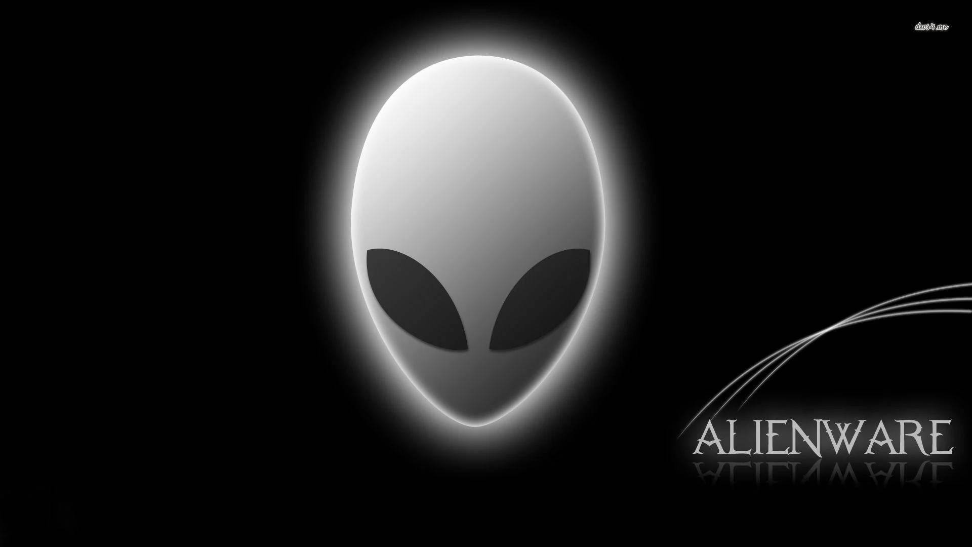 Black -eyed White Alienware Logo Background