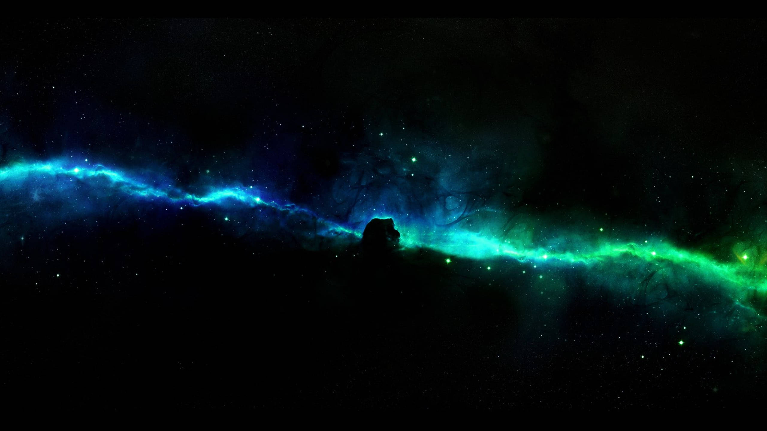 Black Galaxy Blue Green Dust Background