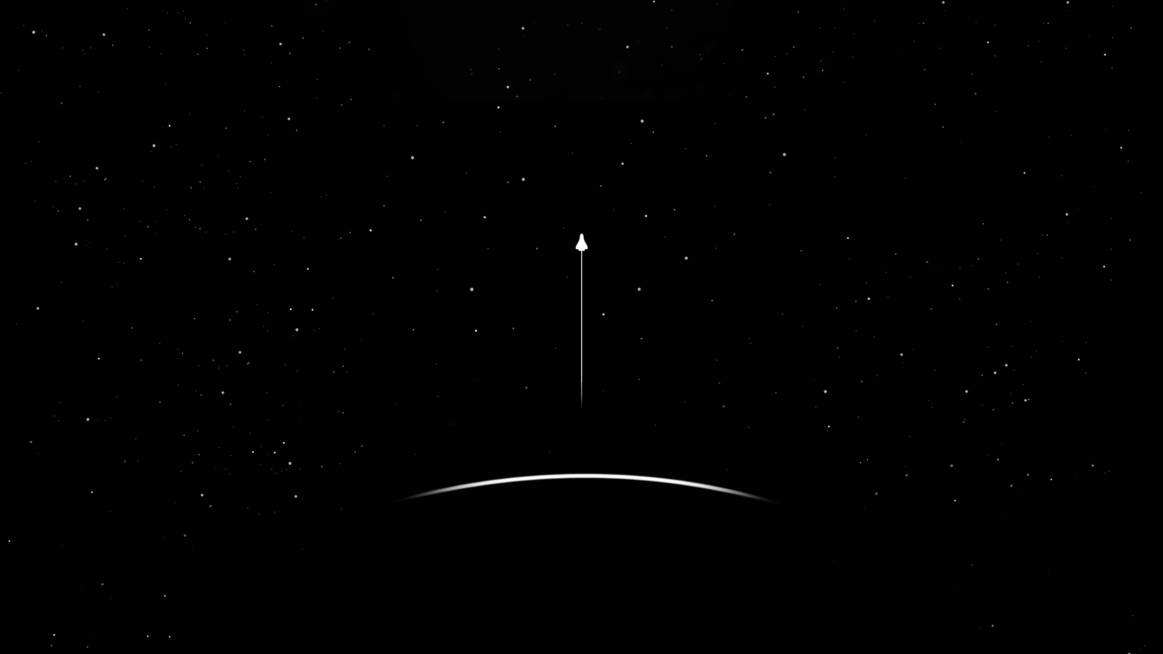 Black Galaxy Launching Shuttle Art Background