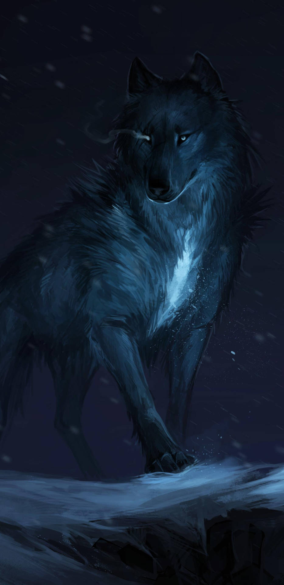Black Galaxy Wolf Art Background