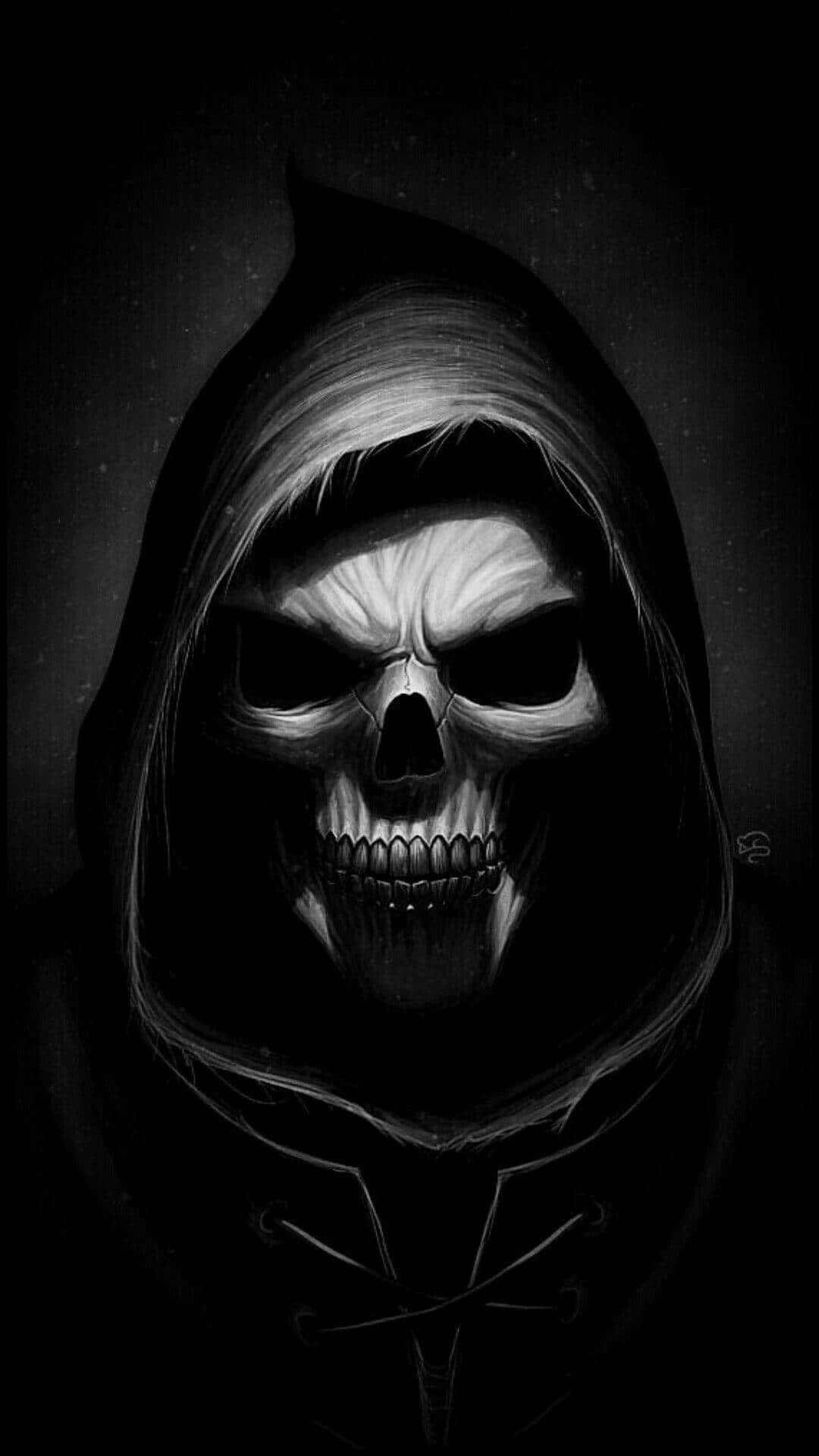 Black Gangster Skull Glaring Background