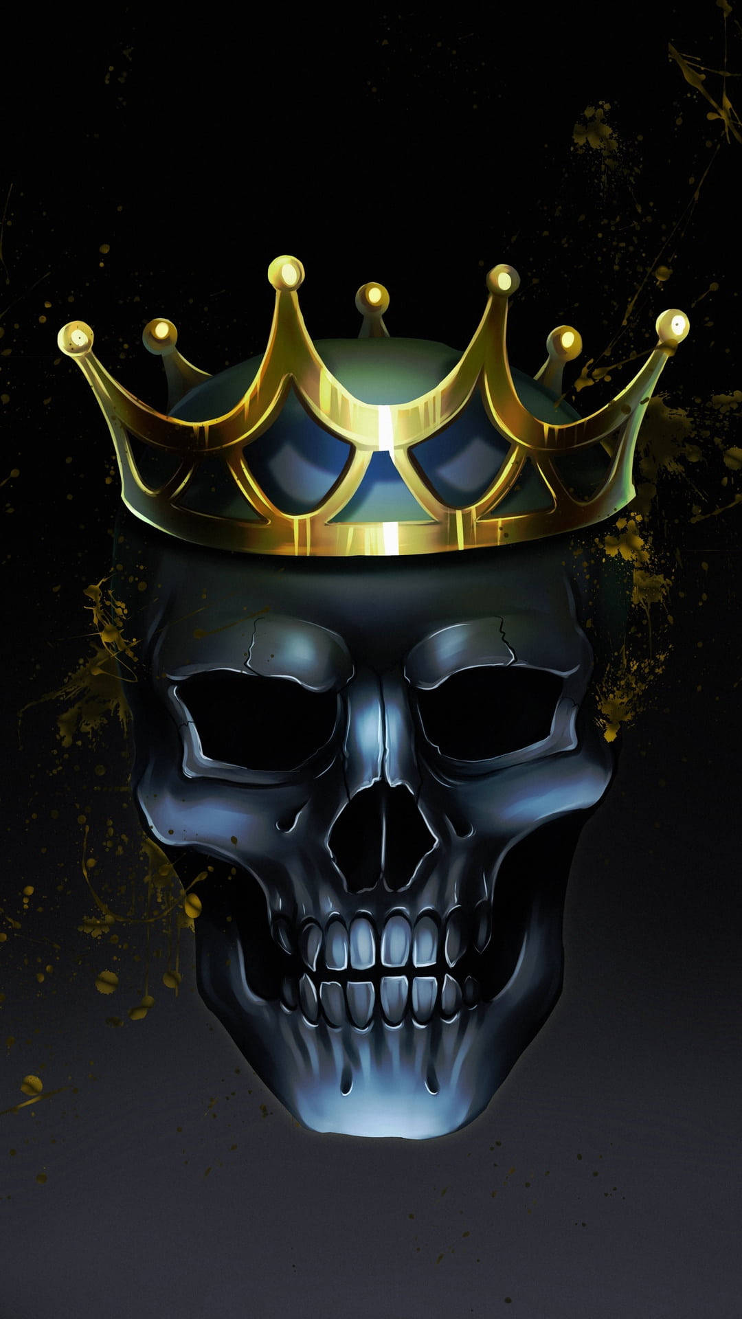 Black Gangster Skull With Crown Background