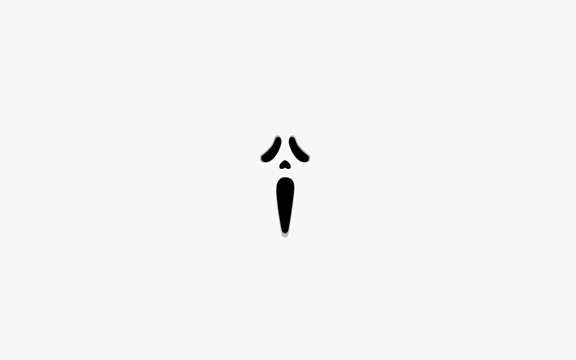 Black Ghost Face In Plain Color Background
