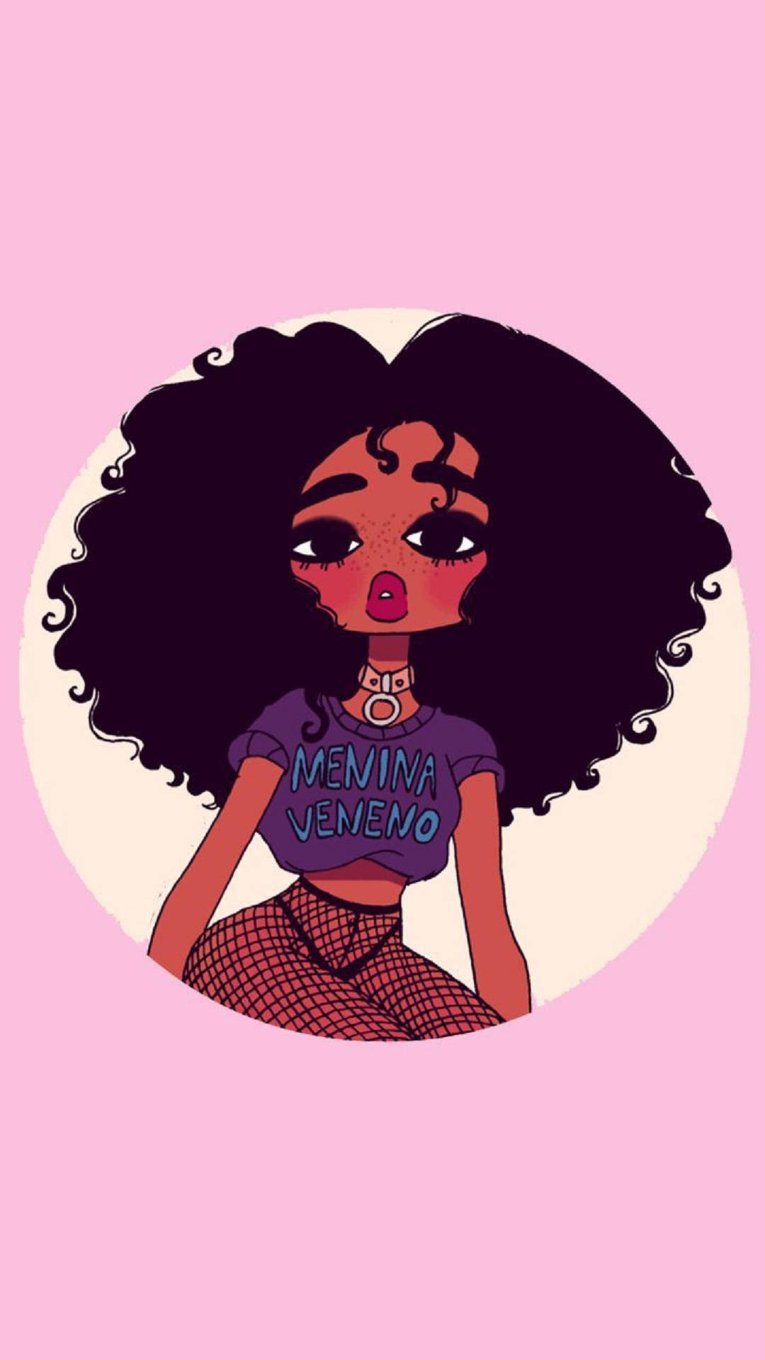 Black Girl Cartoon Circle Background