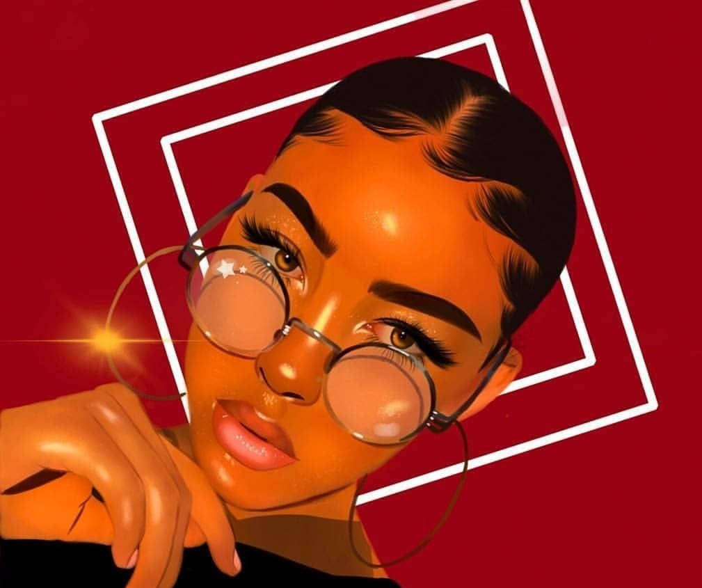 Black Girl Cartoon Eyeglasses Background