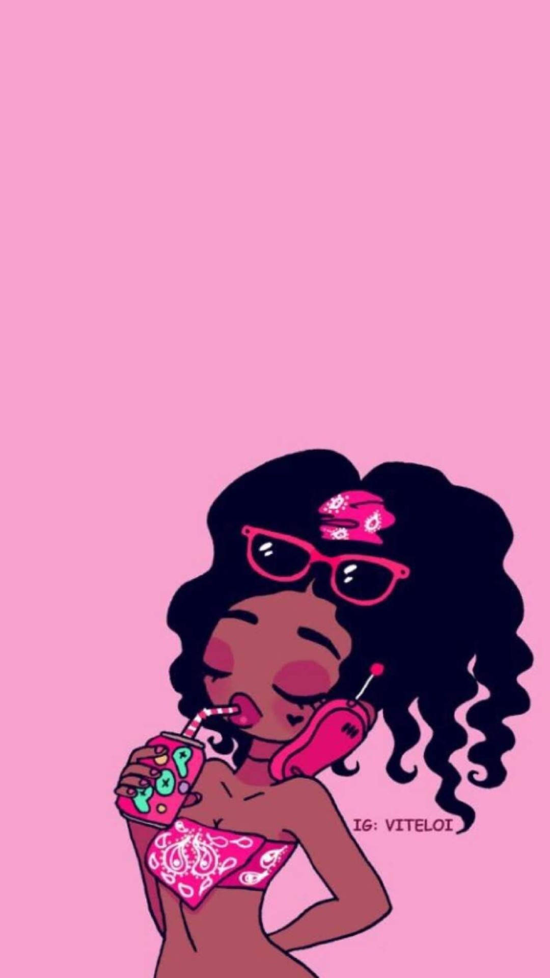 Black Girl Cartoon Swimwear Background
