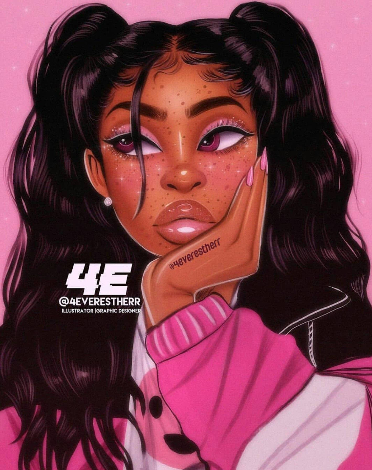 Black Girl In Pink Background