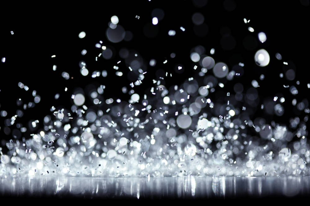 Black Glitter Falling Bokeh Background