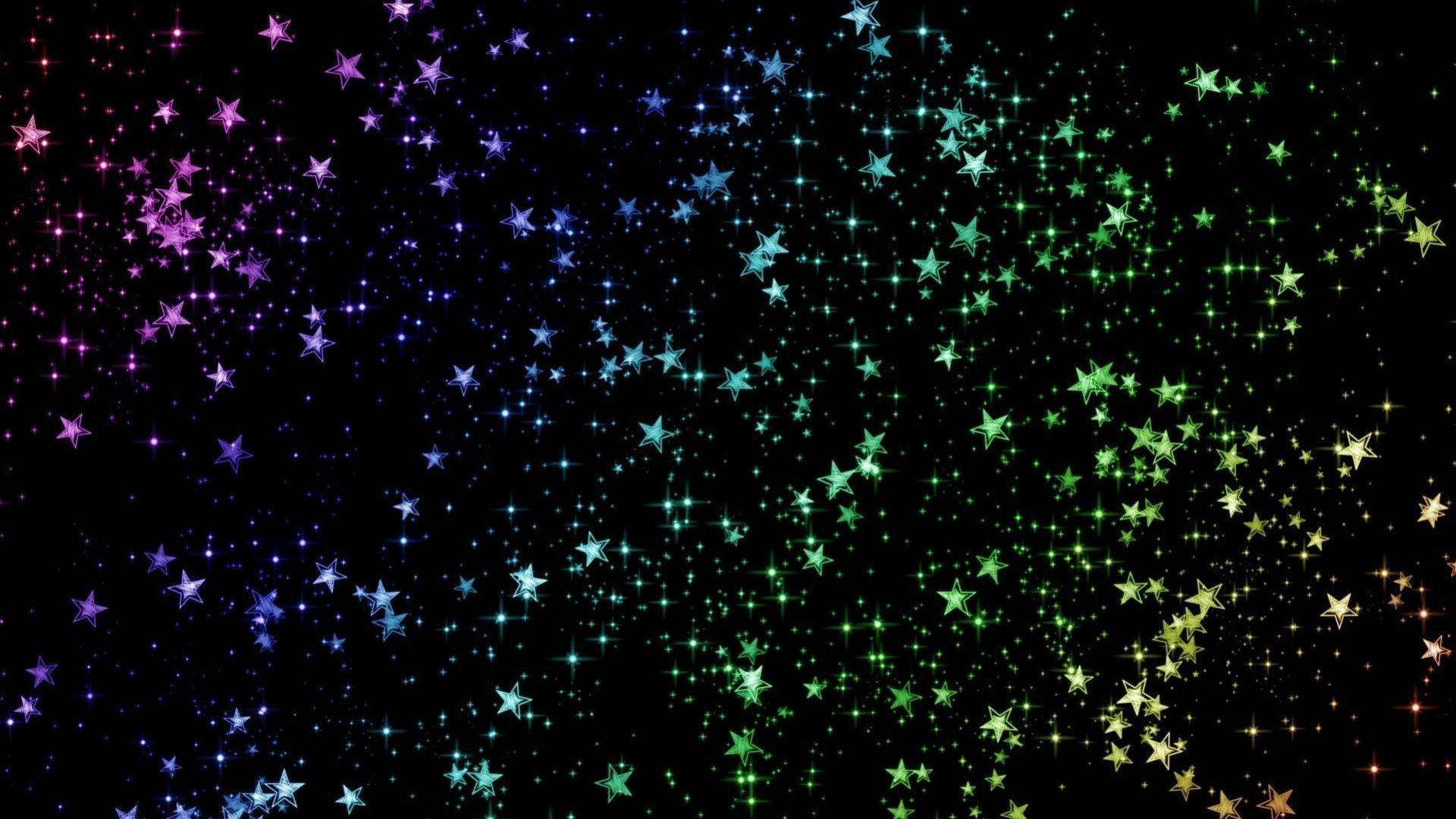 Black Glitter Rainbow Star Background