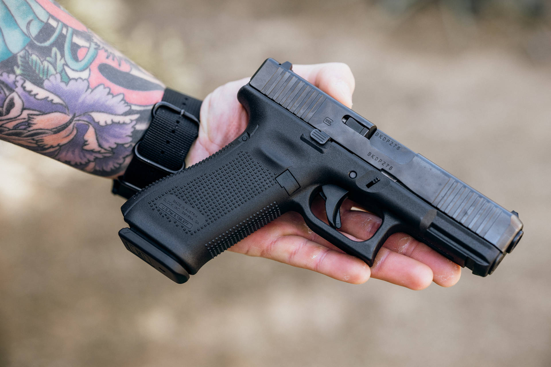 Black Glock 45 Pistol Background