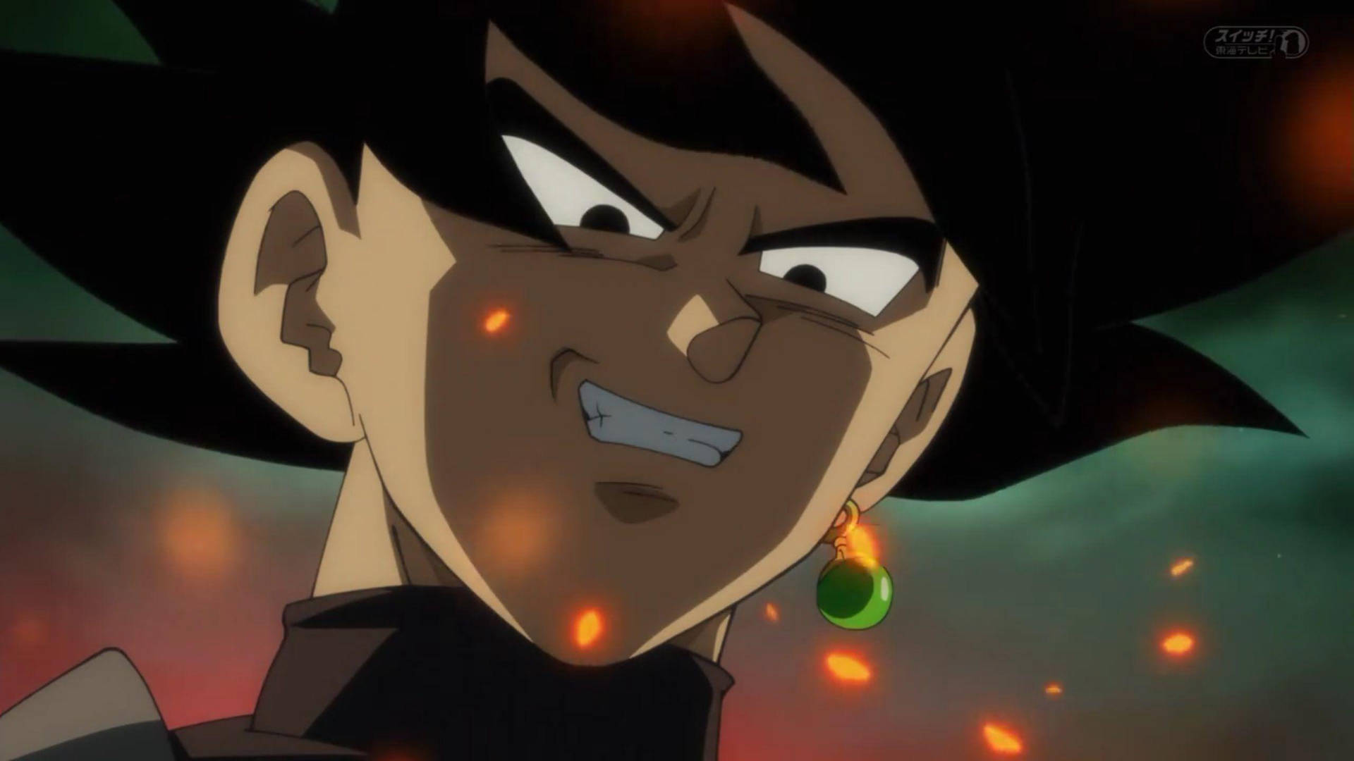 Black Goku Grinning Maniacally Background