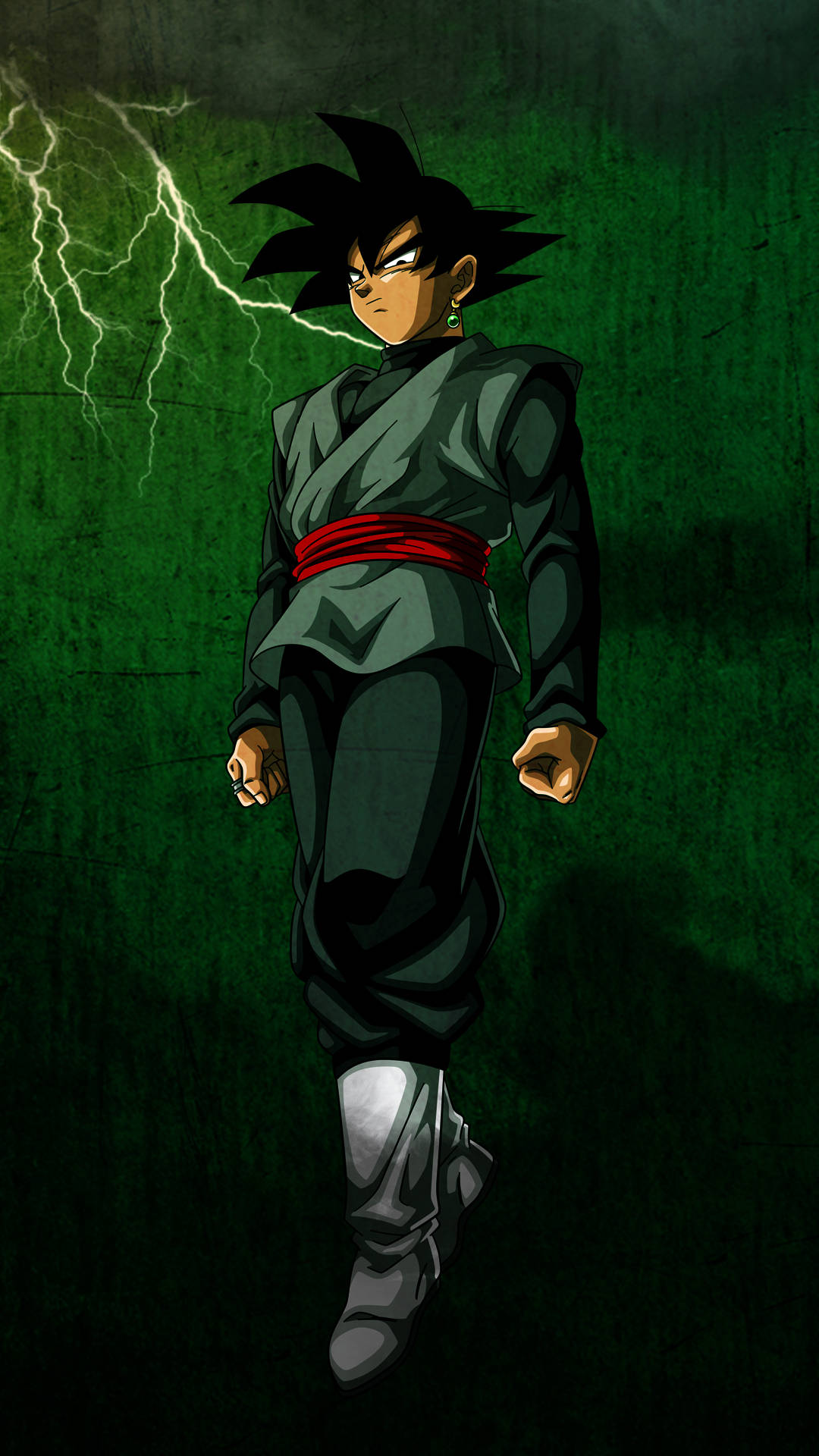 Black Goku In Green Aura - Anime Phone Wallpaper Background