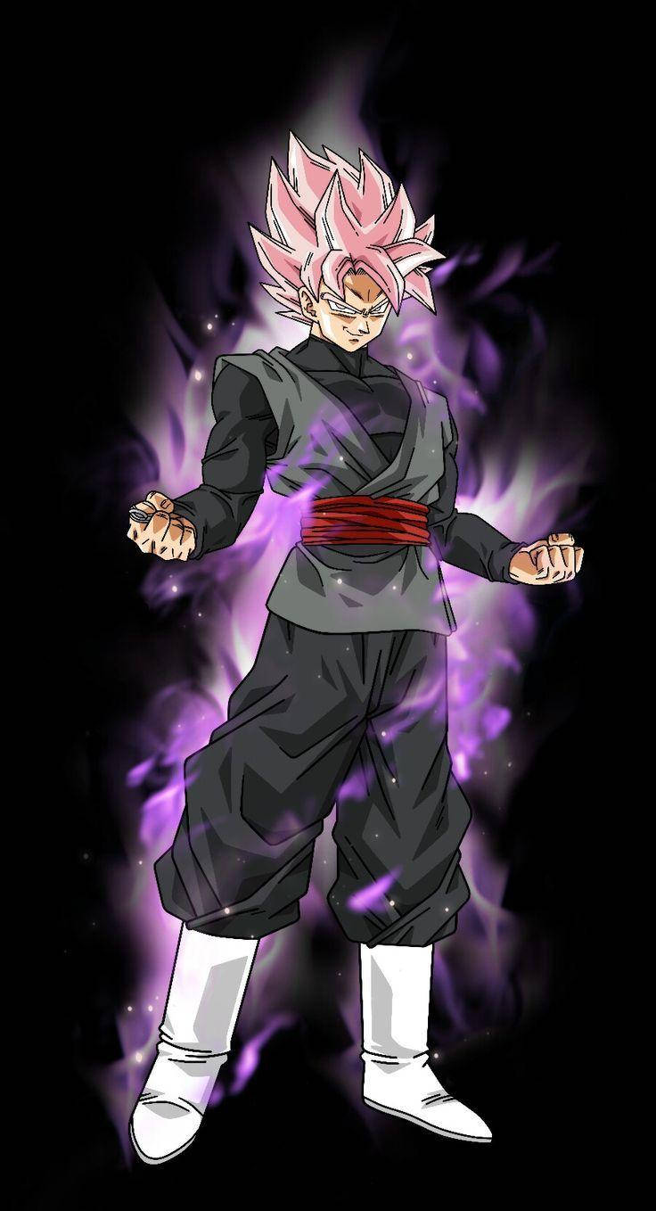 Black Goku In Pink Form Background