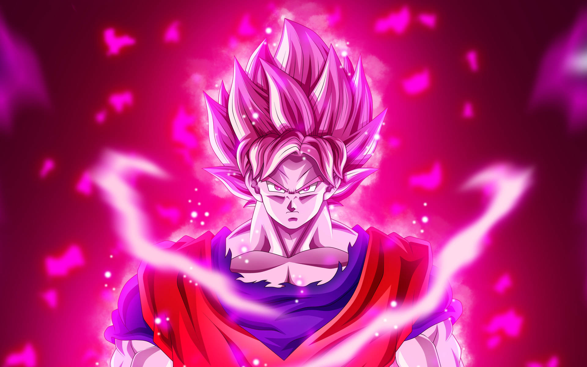 Black Goku Rose 4k Glowing Bright Pink Background