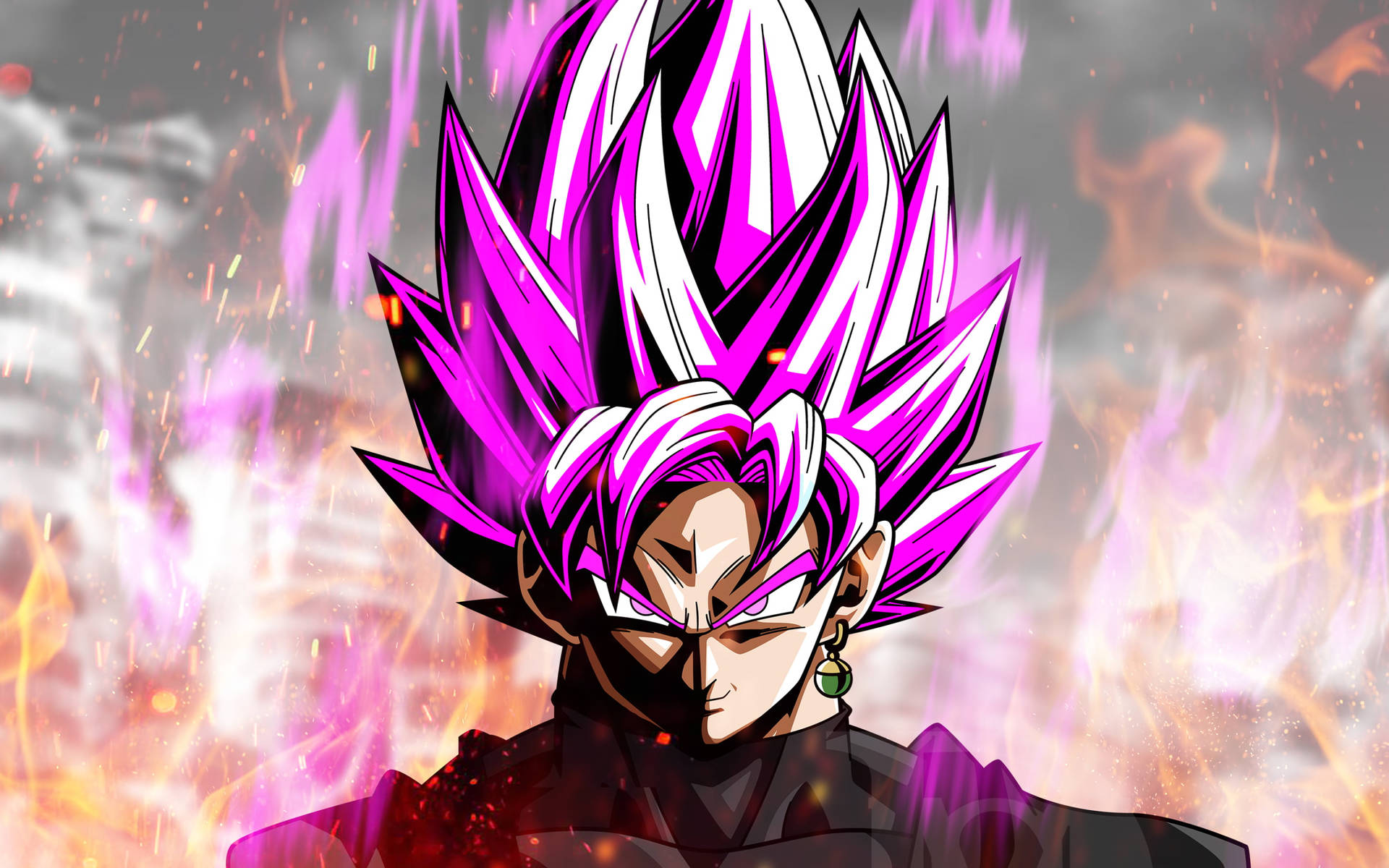 Black Goku Rose 4k Pink Orange Energy Background