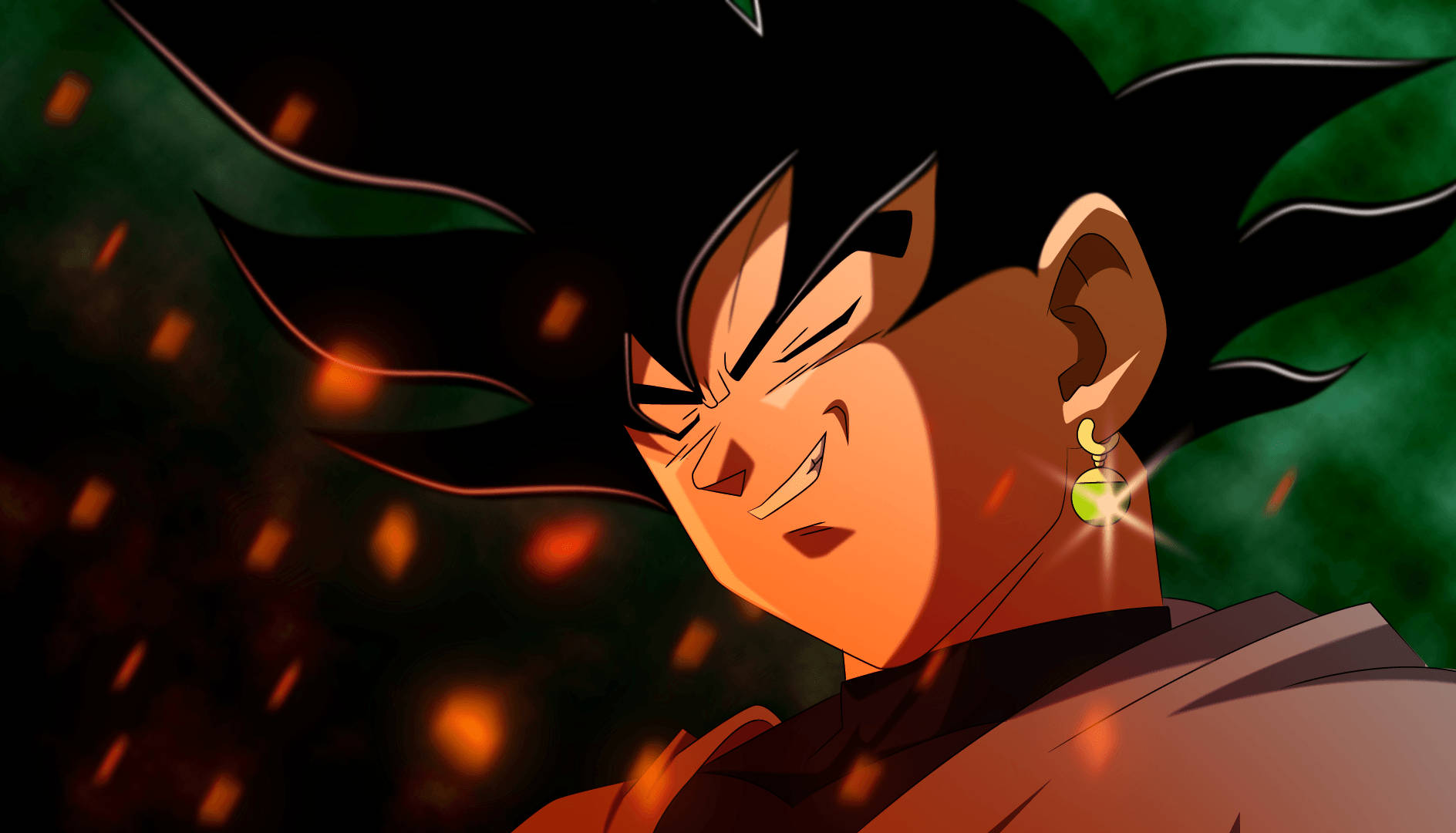 Black Goku Smiling Background